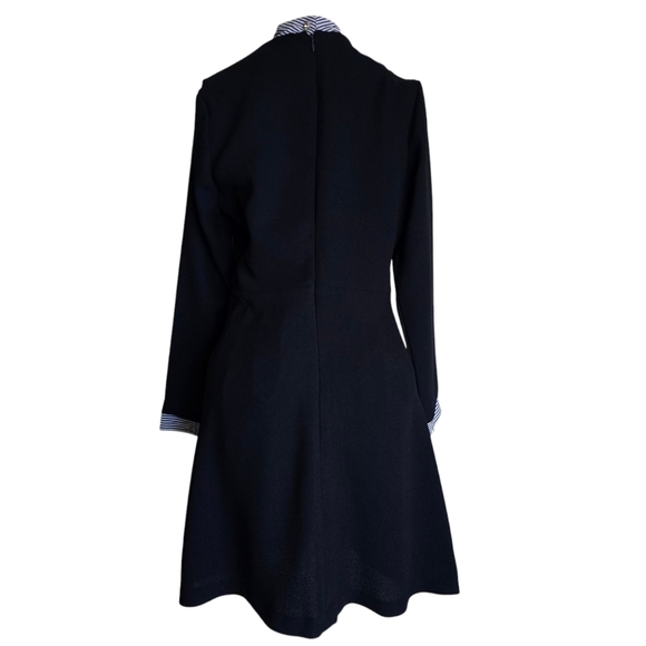 Sandro Paris Gigi Striped-Trim Fit & Flare Navy Dress, Size 2 - Picture 5 of 14